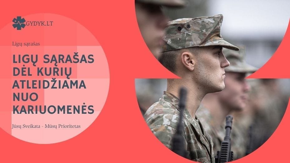 Ligų sąrašas dėl kurių Atleidžiama nuo kariuomenės 2026