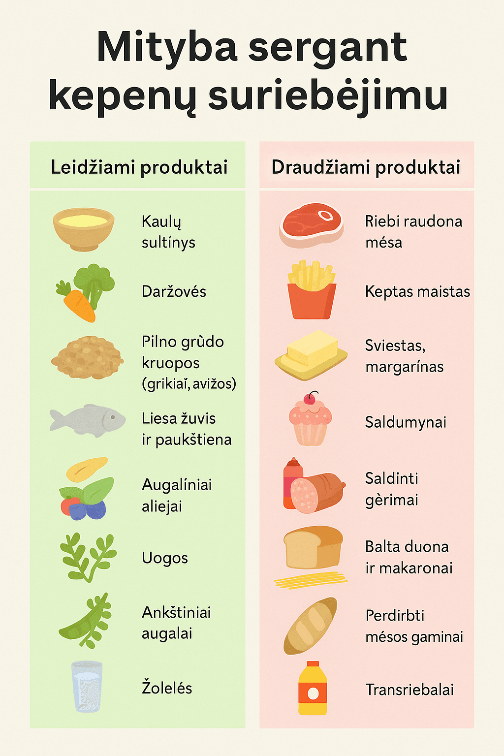 mityba sergant kepenų suriebėjimu